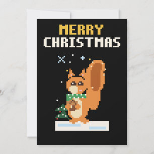 Festividades Cartão de Natal de Arte Pixel Esquilo