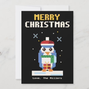 Festividades Cartão de Natal de Arte Pixel Penguin
