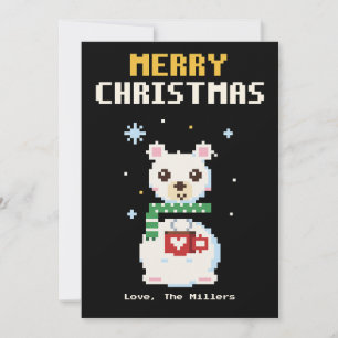 Festividades Cartão de Natal de Arte Pixel Urso Polar