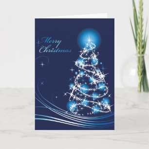 Festividades Cartão de Natal de Árvore Azul