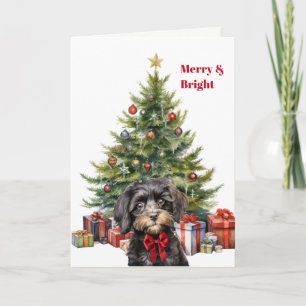 Festividades Cartão de Natal de Árvore de Natal com Cachorro Ca
