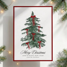 Cartão de Natal de Árvore de Natal com Laços Verme