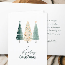 Festividades Cartão de Natal de Árvore em Aquarela Minimalista