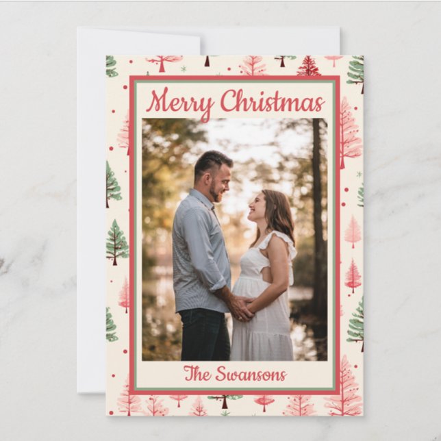 Festividades Cartão de Natal de Árvore Rosa (Criador carregado)