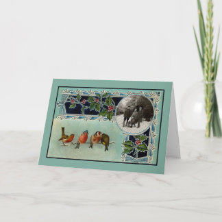Festividades Cartão de Natal de Aves Vintage