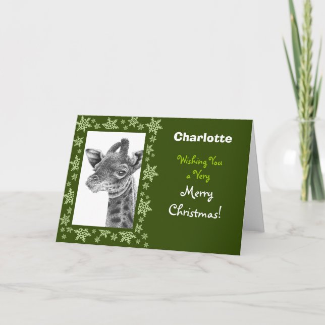 Festividades Cartão de Natal de Baby Giraffe (Frente)