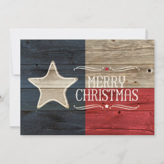 Festividades Cartão de Natal de Bandeira do Texas - Madeira em