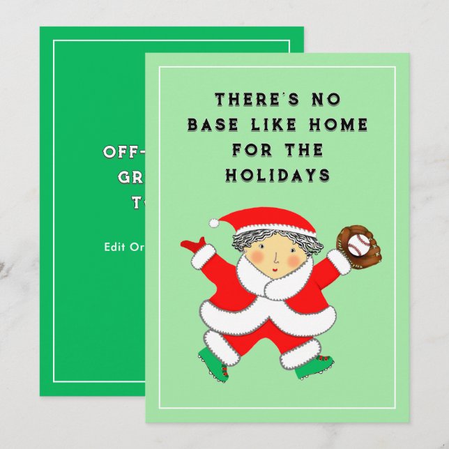Festividades Cartão de Natal de Baseball (Frente/Verso)