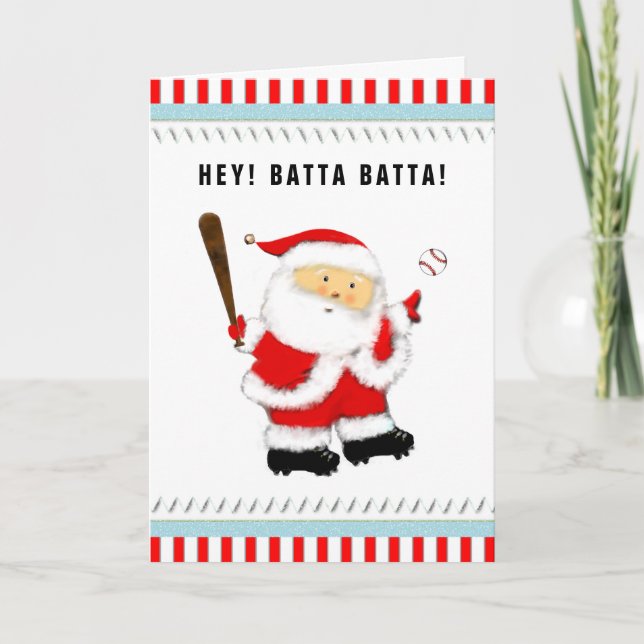Festividades Cartão de Natal de beisebol com Feliz Natal (Frente)