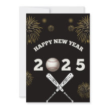 Cartão de Natal de beisebol Feliz Ano Novo 2025