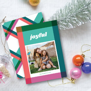 Festividades Cartão de Natal de Bloco de Cor Brilhante Um Foto 