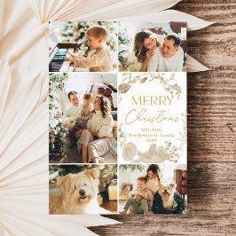 Festividades Cartão de Natal de Boho Dourado da Terra Minimalis