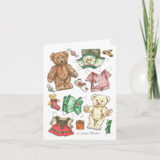 Festividades Cartão de Natal de Boneca de Papel de Urso de Feli