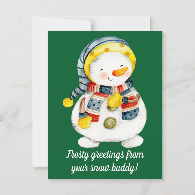 Festividades Cartão de Natal de Boneco de Neve (Frente)
