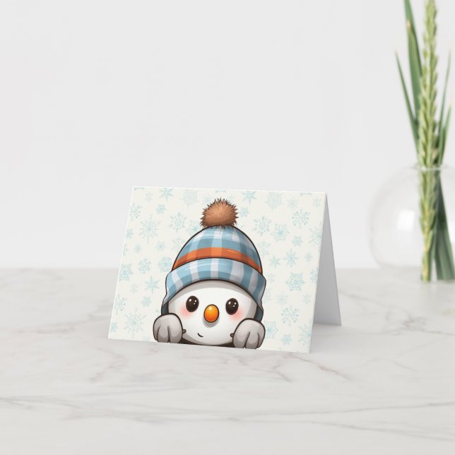 Festividades Cartão de Natal de Boneco de Neve Alegre (Frente)