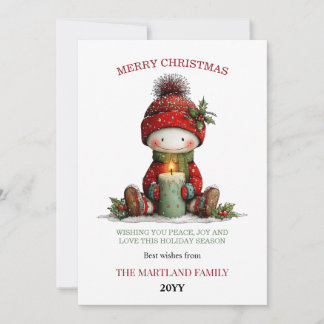 Festividades Cartão de Natal de Boneco de Neve em Aquarela Fofa
