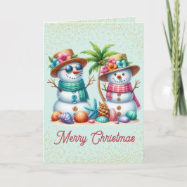 Festividades Cartão de Natal de Bonecos de Neve Tropicais
