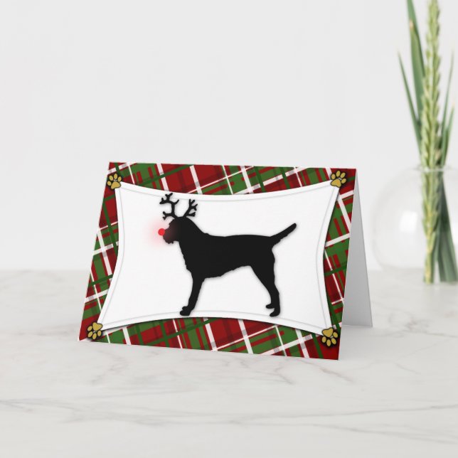 Festividades Cartão de Natal de Borda Terrier Reindeer (Frente)