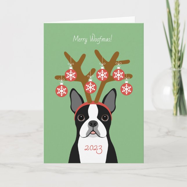 Festividades Cartão de Natal de Boston Terrier (Frente)