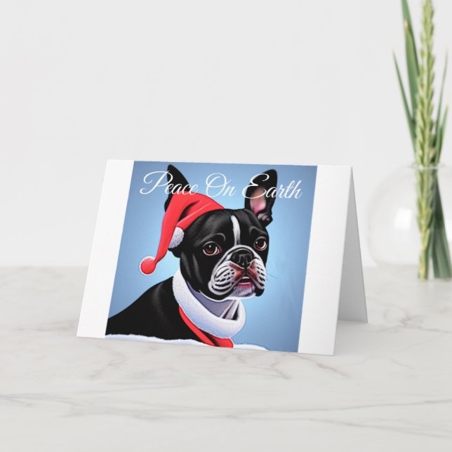 Festividades Cartão de Natal de Boston Terrier (Frente)