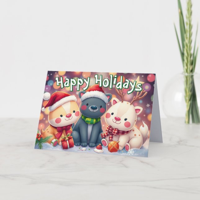 Festividades Cartão de Natal de Brinquedo Macio (Frente)