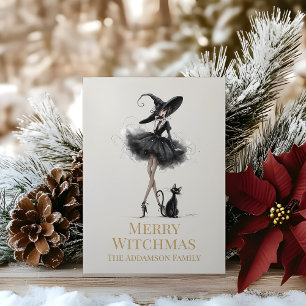 Festividades Cartão de Natal de Bruxa Merry Witchmas Gótico Per