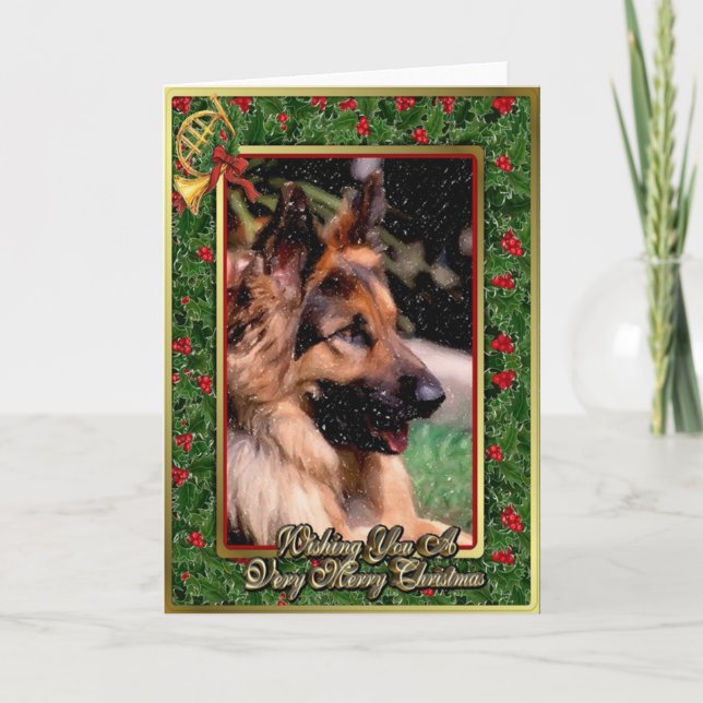 Festividades Cartão de Natal de cabelos compridos do cão de (Frente)