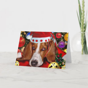 Festividades Cartão de Natal de Caça Basset