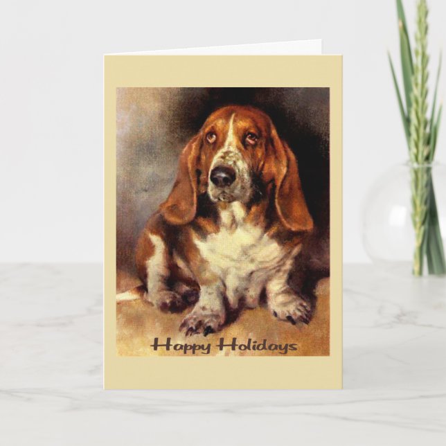 Festividades Cartão de Natal de Caça Basset (Frente)