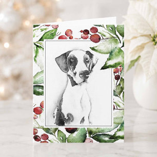 Festividades Cartão de Natal de Cachorro Adorável em Aquarela