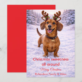 Festividades Cartão de Natal de Cachorro Fofo com Citação Doce 