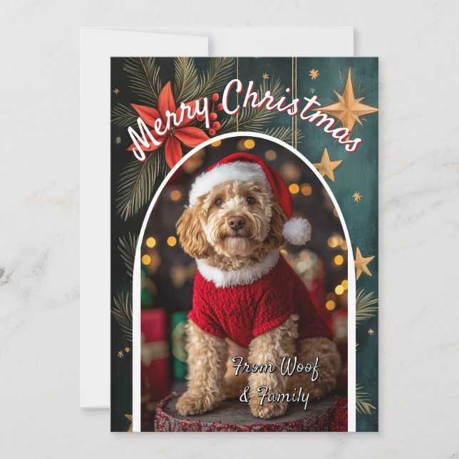 Festividades Cartão de Natal de Cachorro Goldendoodle Personali (Frente)