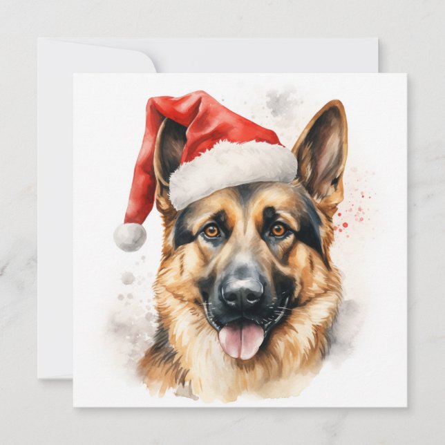 Festividades cartão de natal de cachorro pastor alemão (Frente)