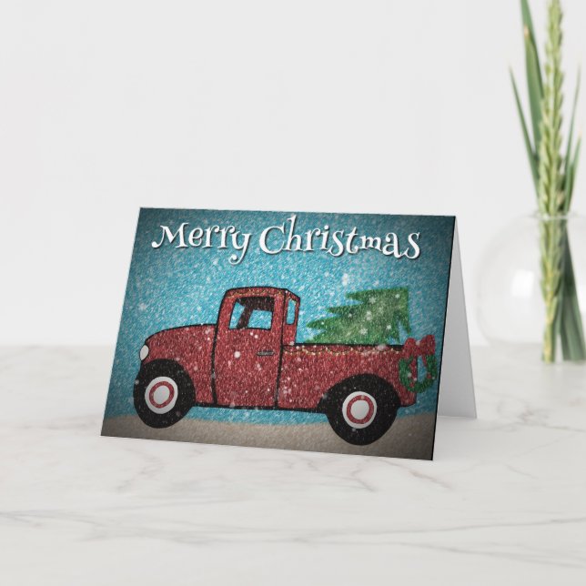 Festividades Cartão de Natal de Caminhão Vermelho (Frente)