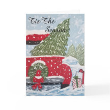 Cartão de Natal de caminhão vermelho