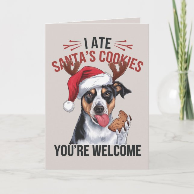 Festividades Cartão de Natal de Cão Funny Shepard (Frente)