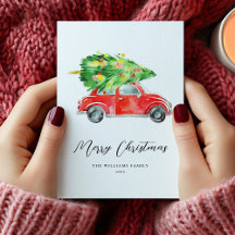 Cartão de Natal de Carro Vermelho