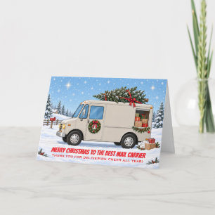 Festividades Cartão de Natal de Carteiro com Caminhão de Correi