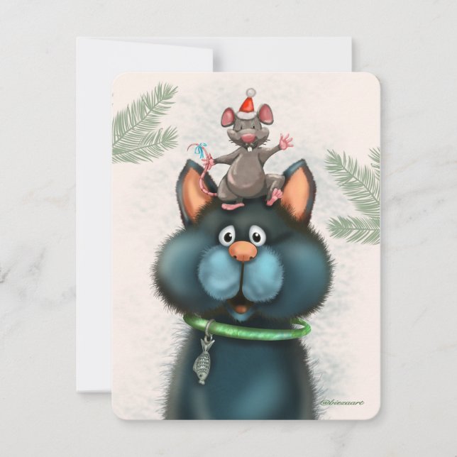 Festividades Cartão de Natal de Cat & mouse (Frente)