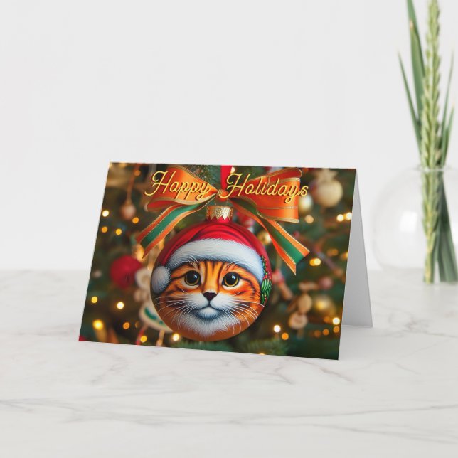 Festividades Cartão de Natal de Cat Tabby Laranja (Frente)