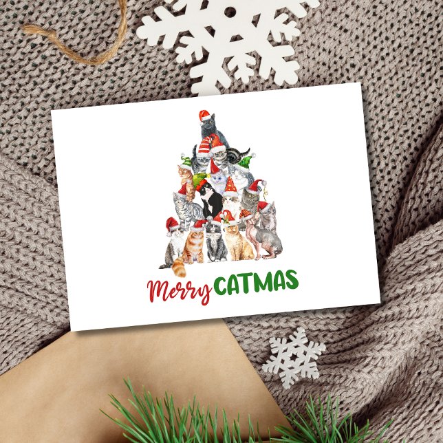 Festividades Cartão de Natal de Cat Tree (Merry Catmus Cat lovers Christmas Holiday Card. Printed or Digital instant download)