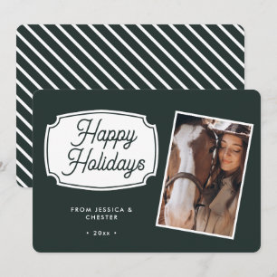 Festividades Cartão de Natal de Cavalo Equestre Equestre Verde 