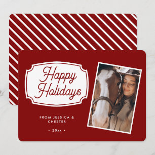 Festividades Cartão de Natal de Cavalo Equestre Vermelho Modern