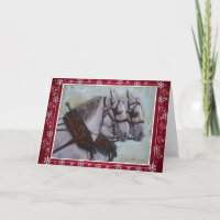 Cartão de Natal de Cavalo Percheron Draft Red