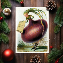 Cartão de Natal de Cebola Vitoriana Antiga