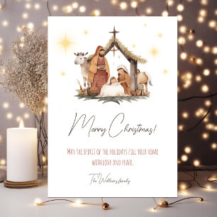 Festividades Cartão de Natal de Cena de Natividade Ilustrada
