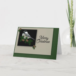 Festividades Cartão de Natal de Chickadee (Impressão grande)