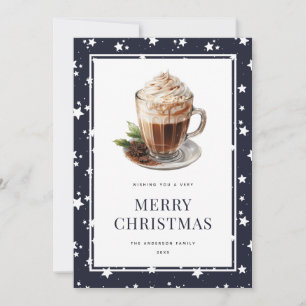 Festividades Cartão de Natal de Chocolate Quente Azul Festivo