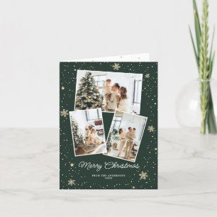 Festividades Cartão de Natal de Colagem de Fotos Verde Bonita F