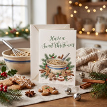 Cartão de Natal de Confeitaria em Aquarela